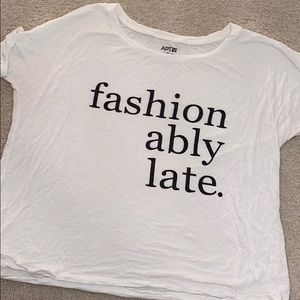 “fashionably late” crop top!
